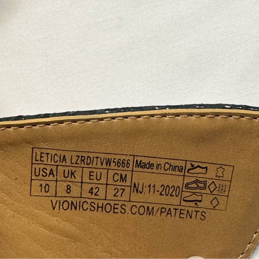 Vionic Leticia Black Snake Leather Cork Wedge Comfort Slide Sandals size 10 - Picture 10 of 13
